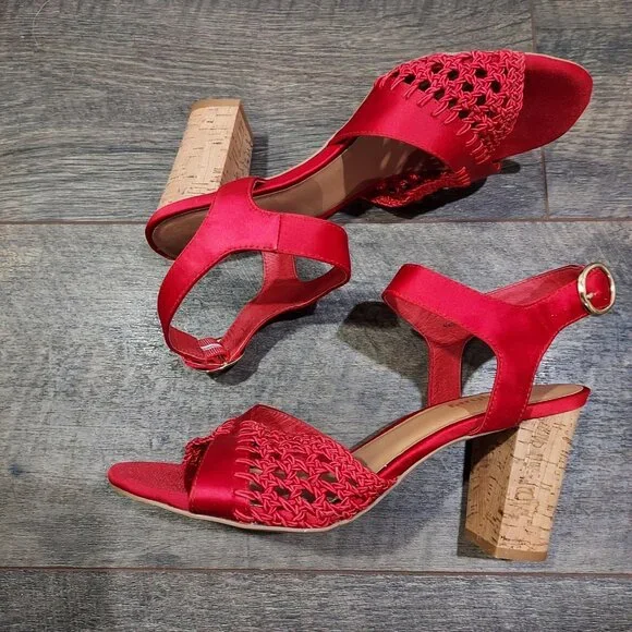 Fanylrobon Red Cloth Shoes Anthropologie Sandals - Picture 6 of 12